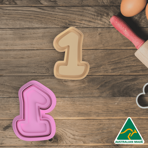 Basic Number 1 Cookie Cutter and Embosser Stamp