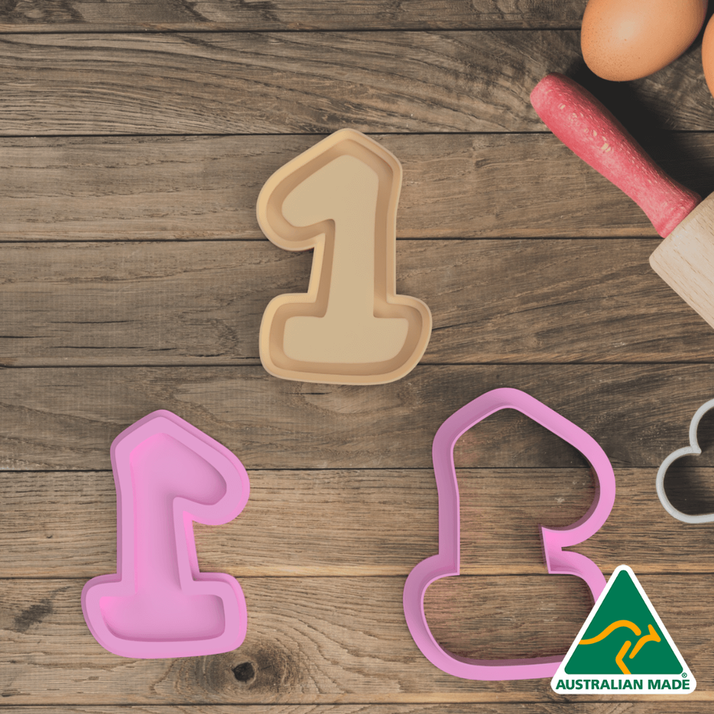 Basic Number 1 Cookie Cutter and Embosser Stamp