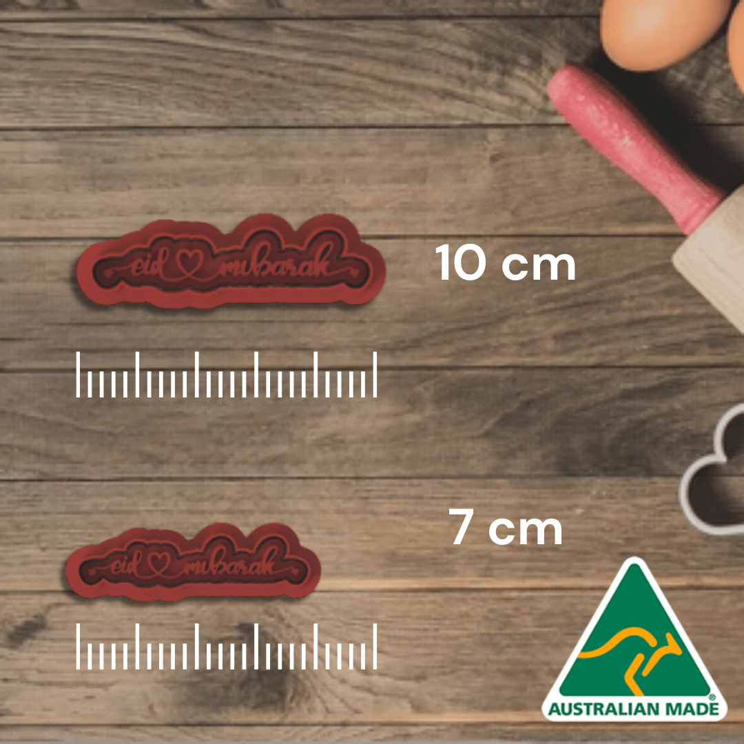 Australian Cookie Cutters Cookie Cutters 10cm Eid Heart Mubarak Cookie Cutter and Embosser Stamp