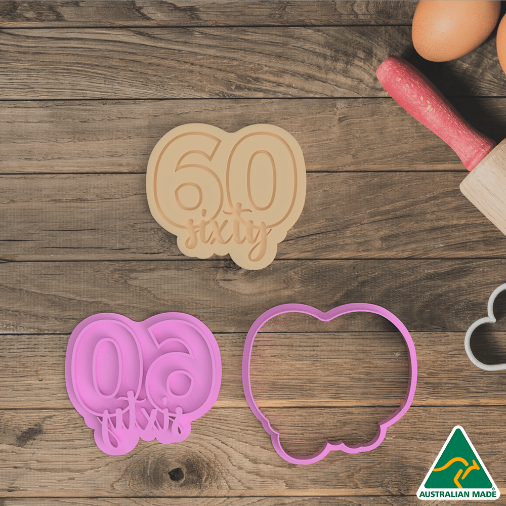 Number 60 Cookie Cutter and Embosser Stamp