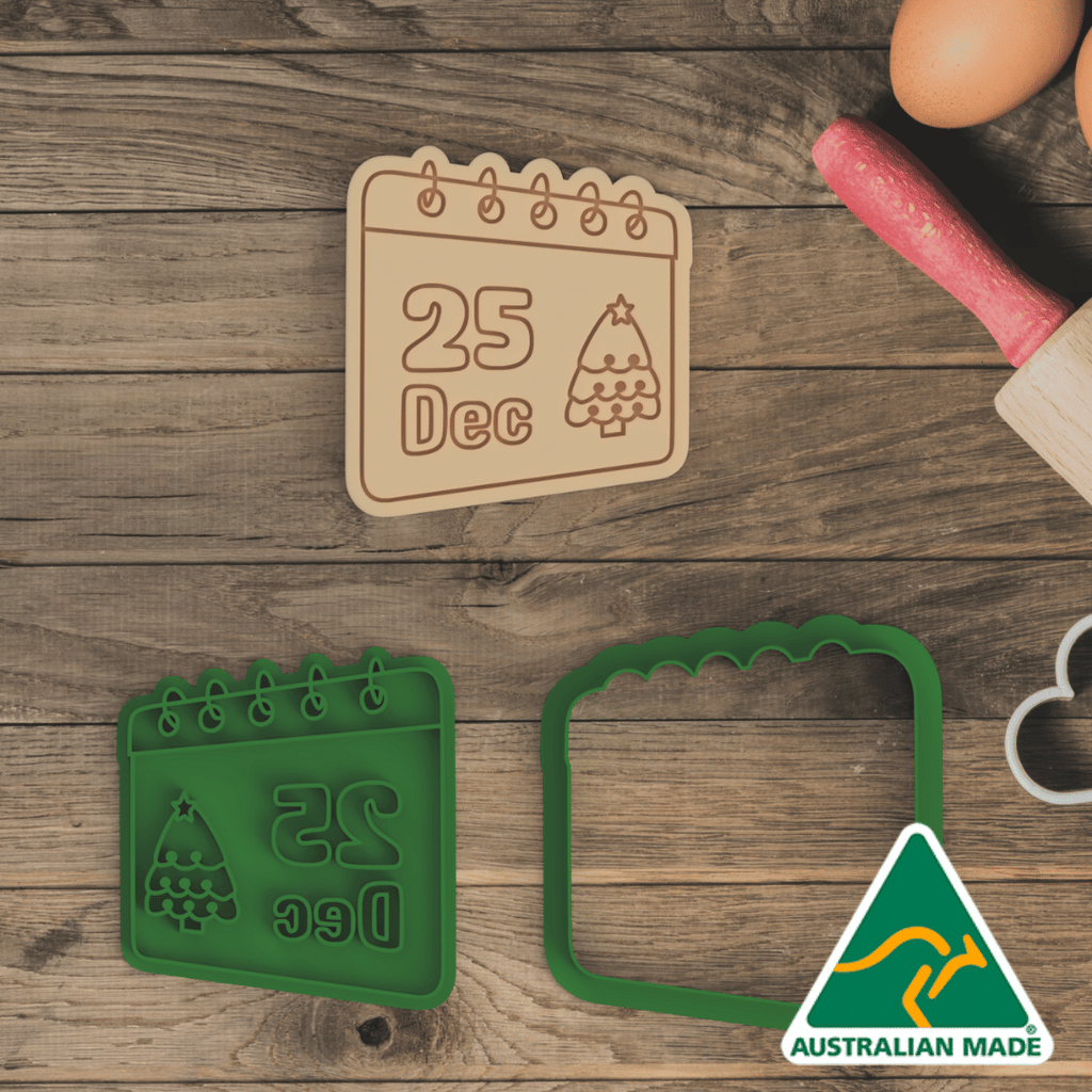 25 Dec Calendar Cookie Cutter and Embosser Stamp