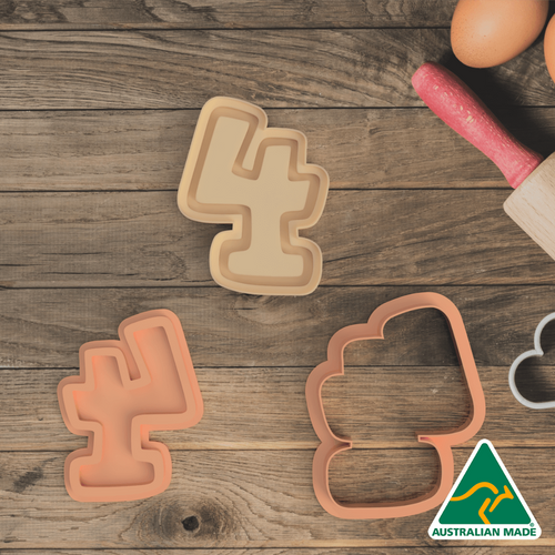 Basic Number 4 Cookie Cutter and Embosser Stamp