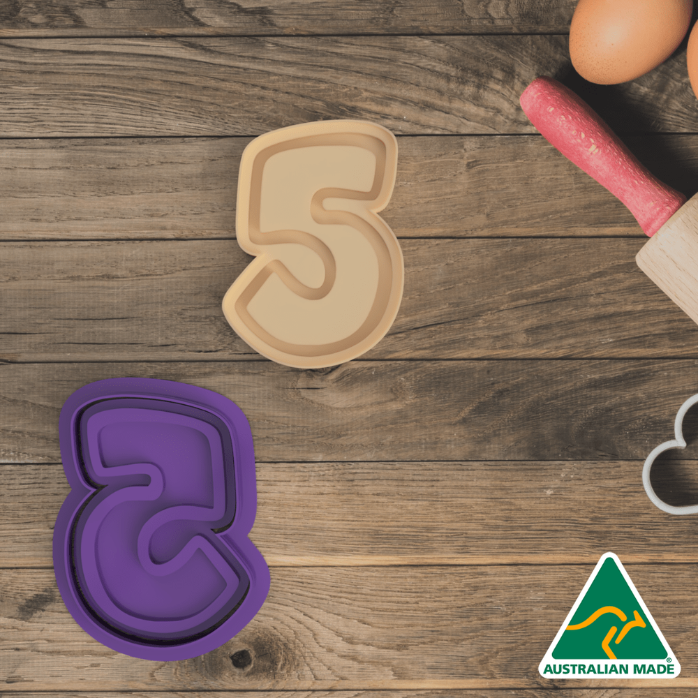Basic Number 5 Cookie Cutter and Embosser Stamp