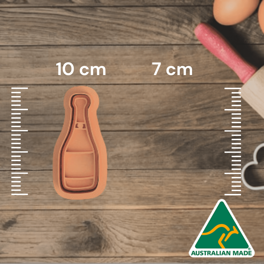 Australian Cookie Cutters Cookie Cutters Adult- Alcohol Wine Bottle Cookie Cutter and Embosser Stamp
