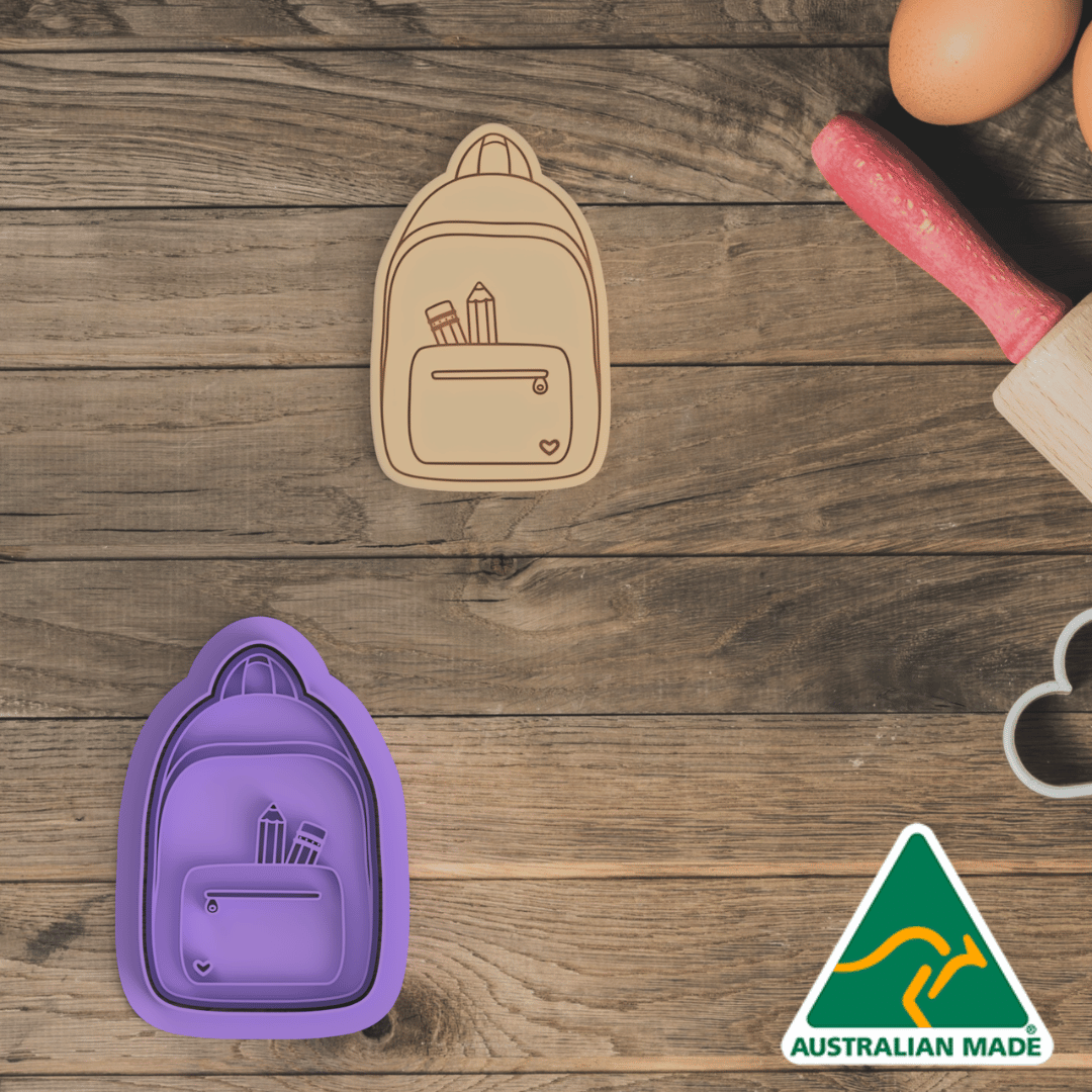 School Backpack Cookie Cutter and Embosser Stamp
