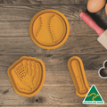 Baseball Set of 3 Cookie Cutter and Embosser Stamp