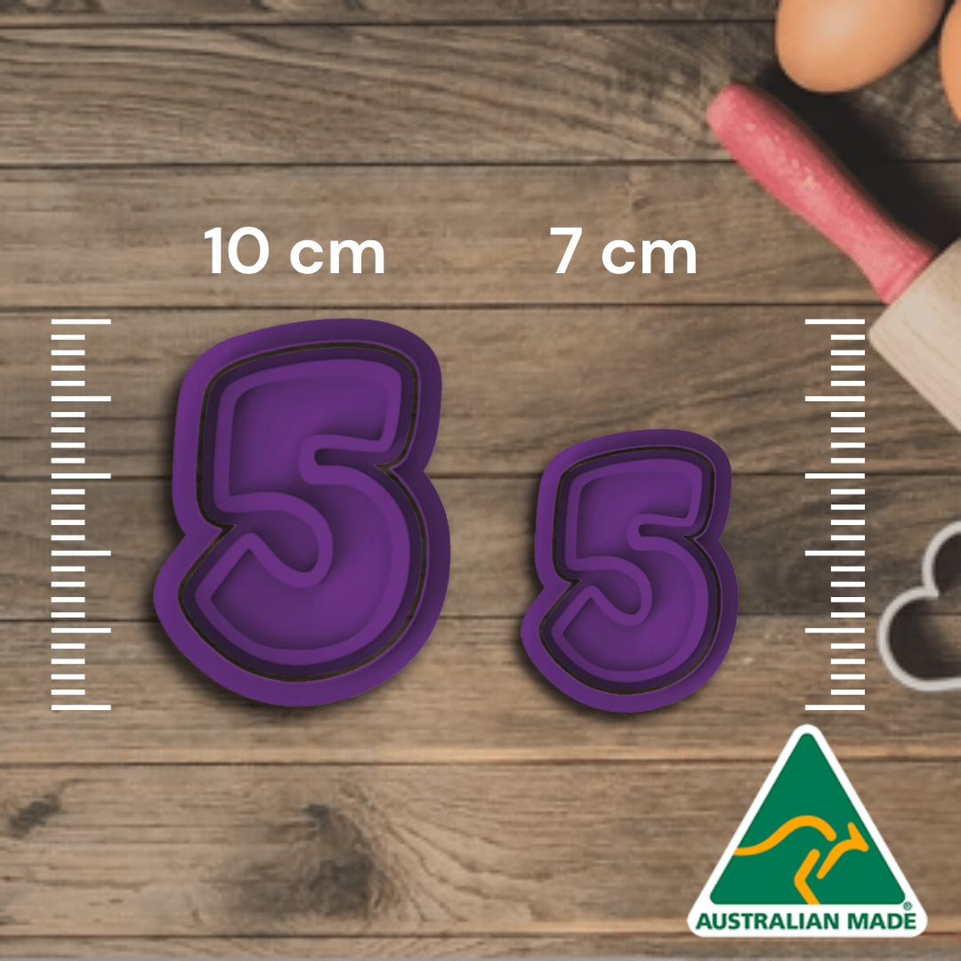 Basic Number 5 Cookie Cutter and Embosser Stamp