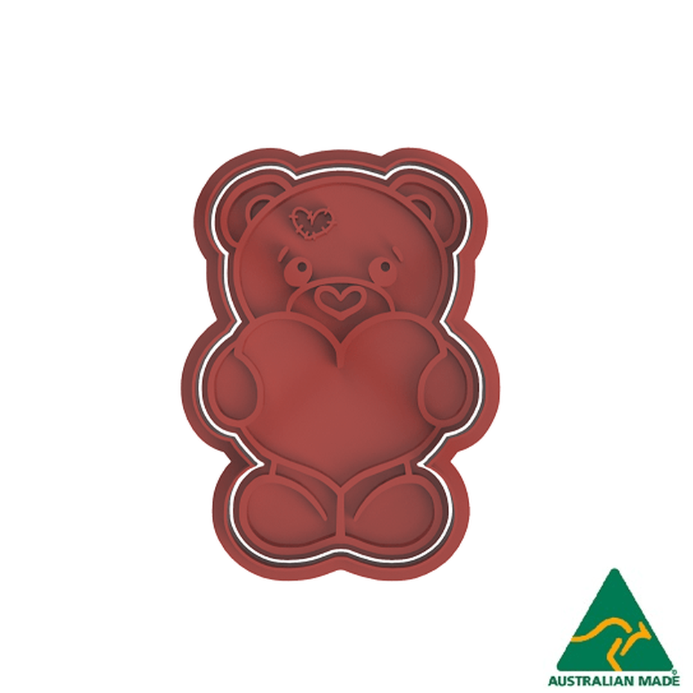 Bear With Heart Cookie Cutter and Embosser Stamp