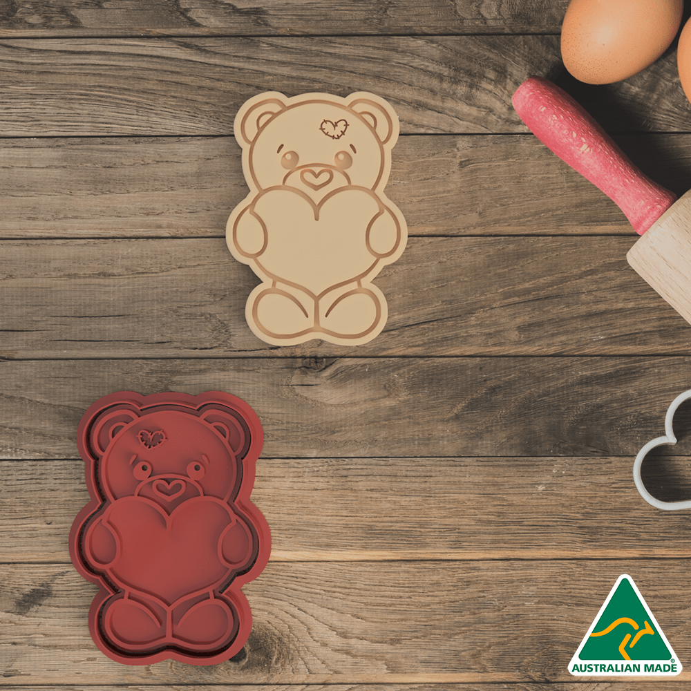 Bear With Heart Cookie Cutter and Embosser Stamp