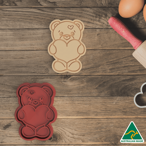 Bear With Heart Cookie Cutter and Embosser Stamp