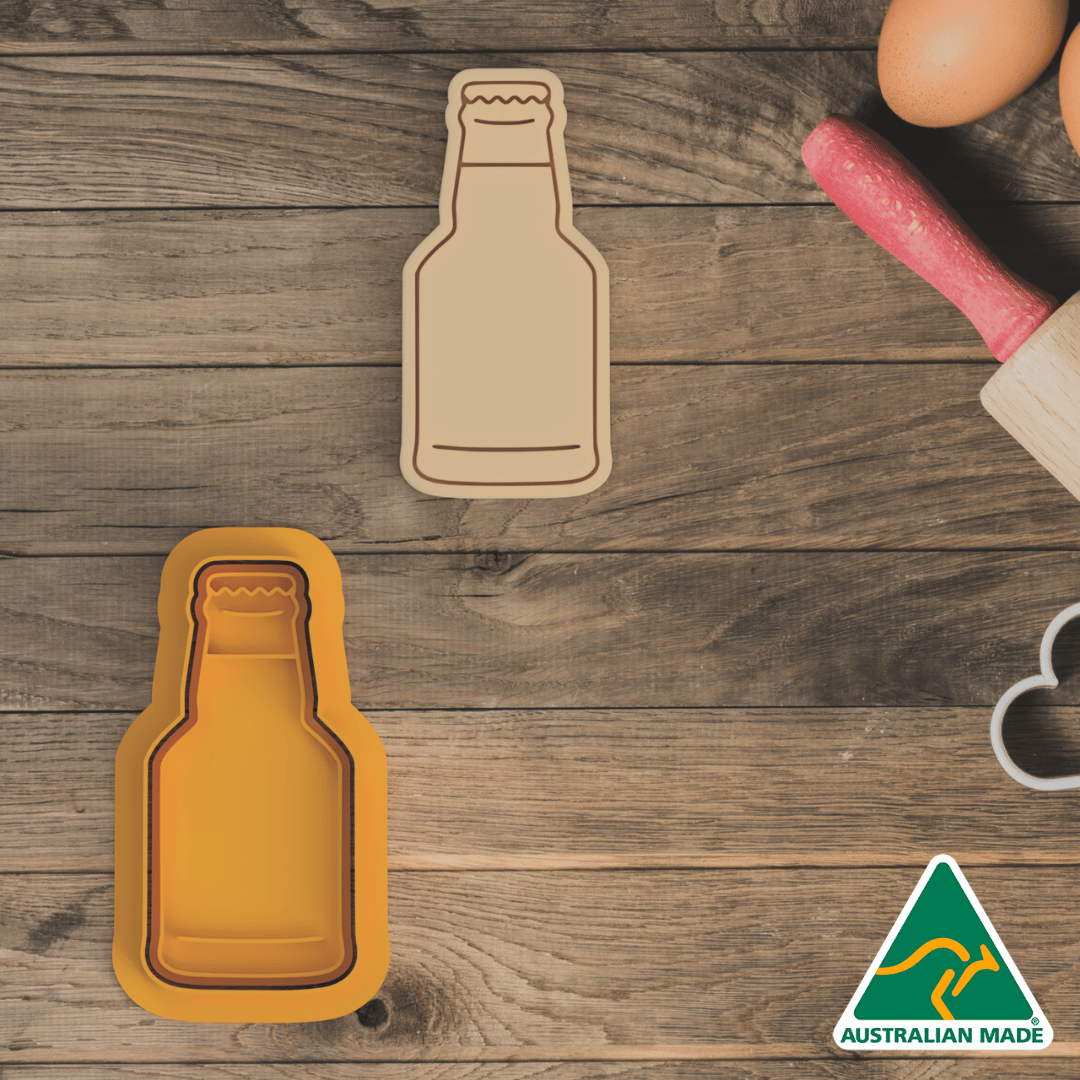 Beer Bottle Cookie Cutter and Embosser Stamp