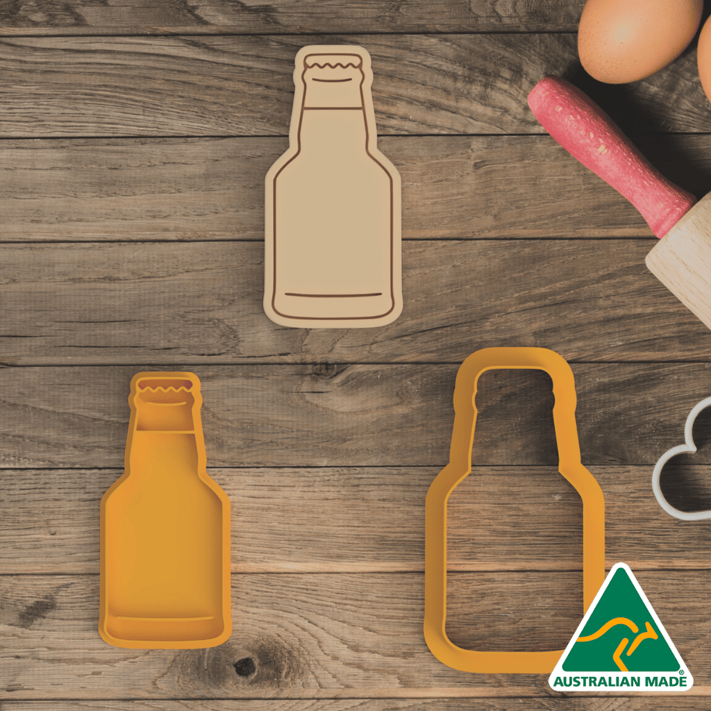 Beer Bottle Cookie Cutter and Embosser Stamp