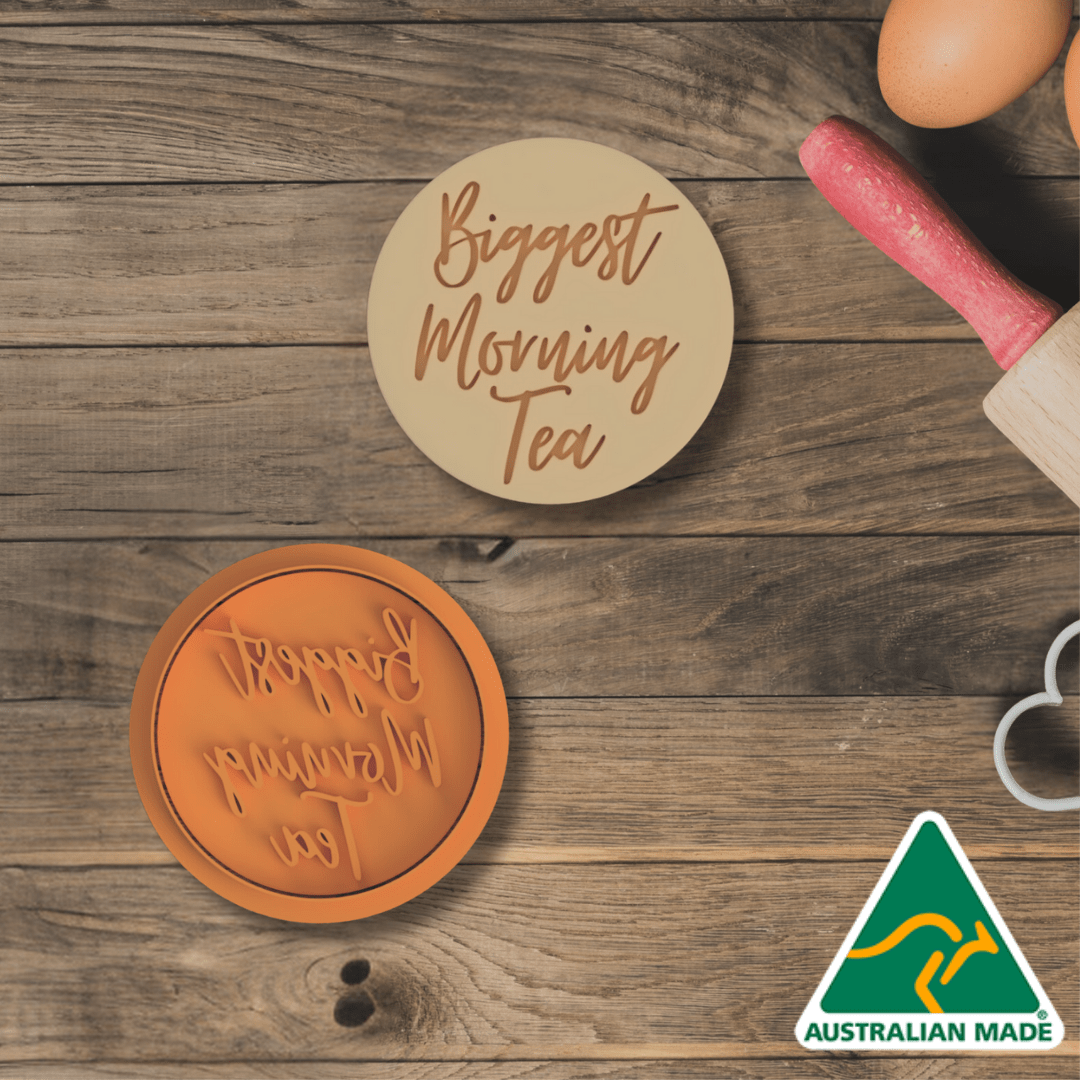 Biggest Morning Tea Cookie Cutter and Embosser Stamp