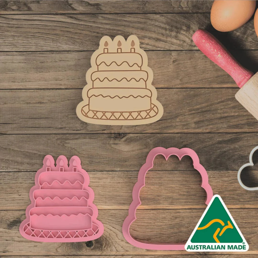 Birthday Set of 3 Cookie Cutter and Embosser Stamp