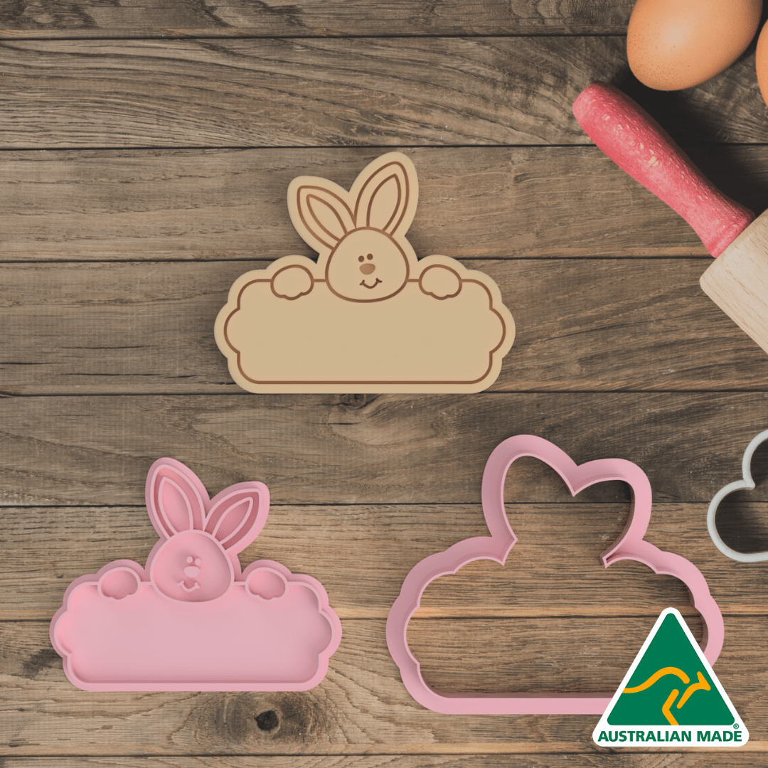 Bunny Name Plate Cookie Cutter and Embosser Stamp