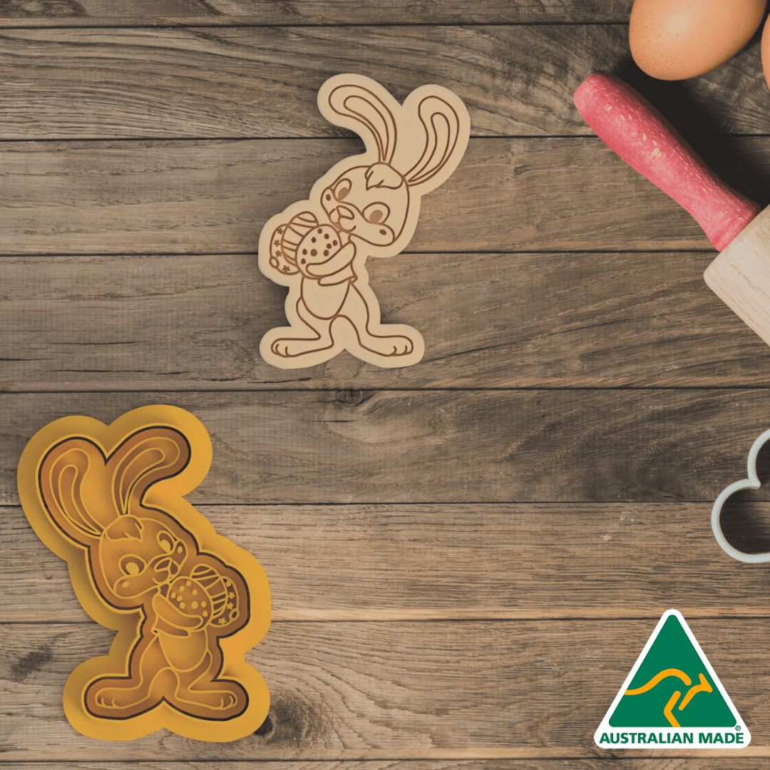Bunny Carrying Eggs Cookie Cutter And Embosser Stamp