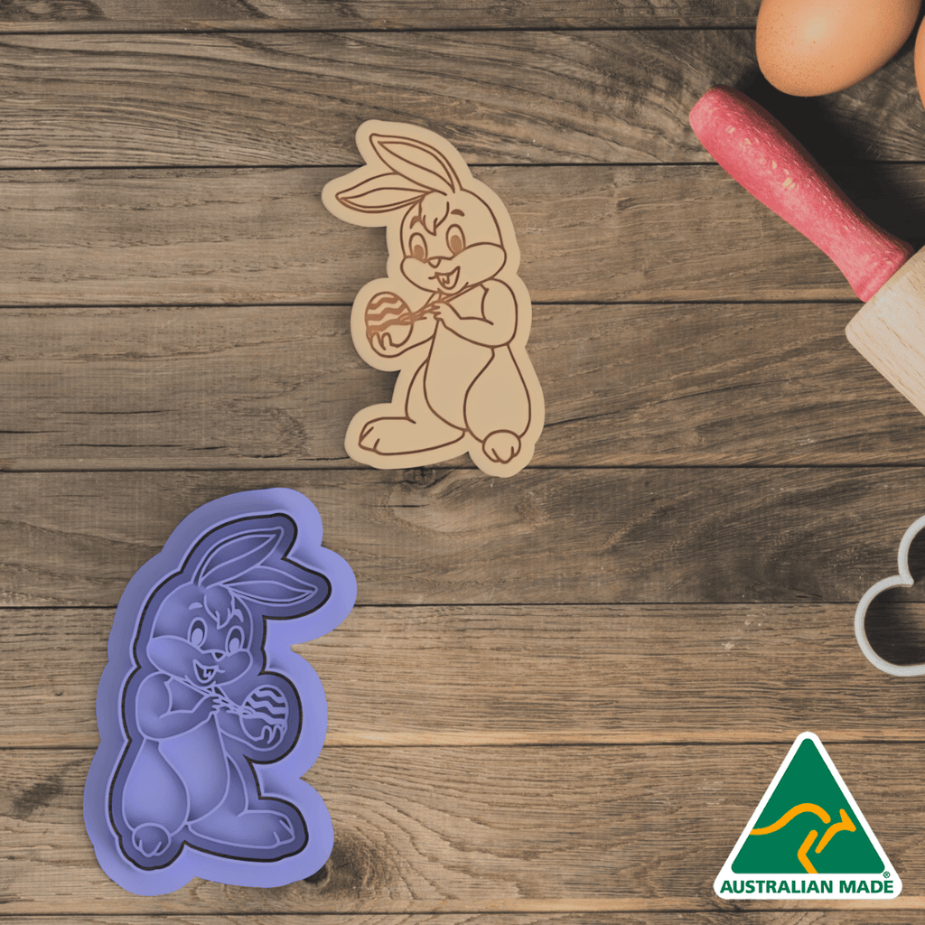 Bunny Painting Egg Cookie Cutter And Embosser Stamp