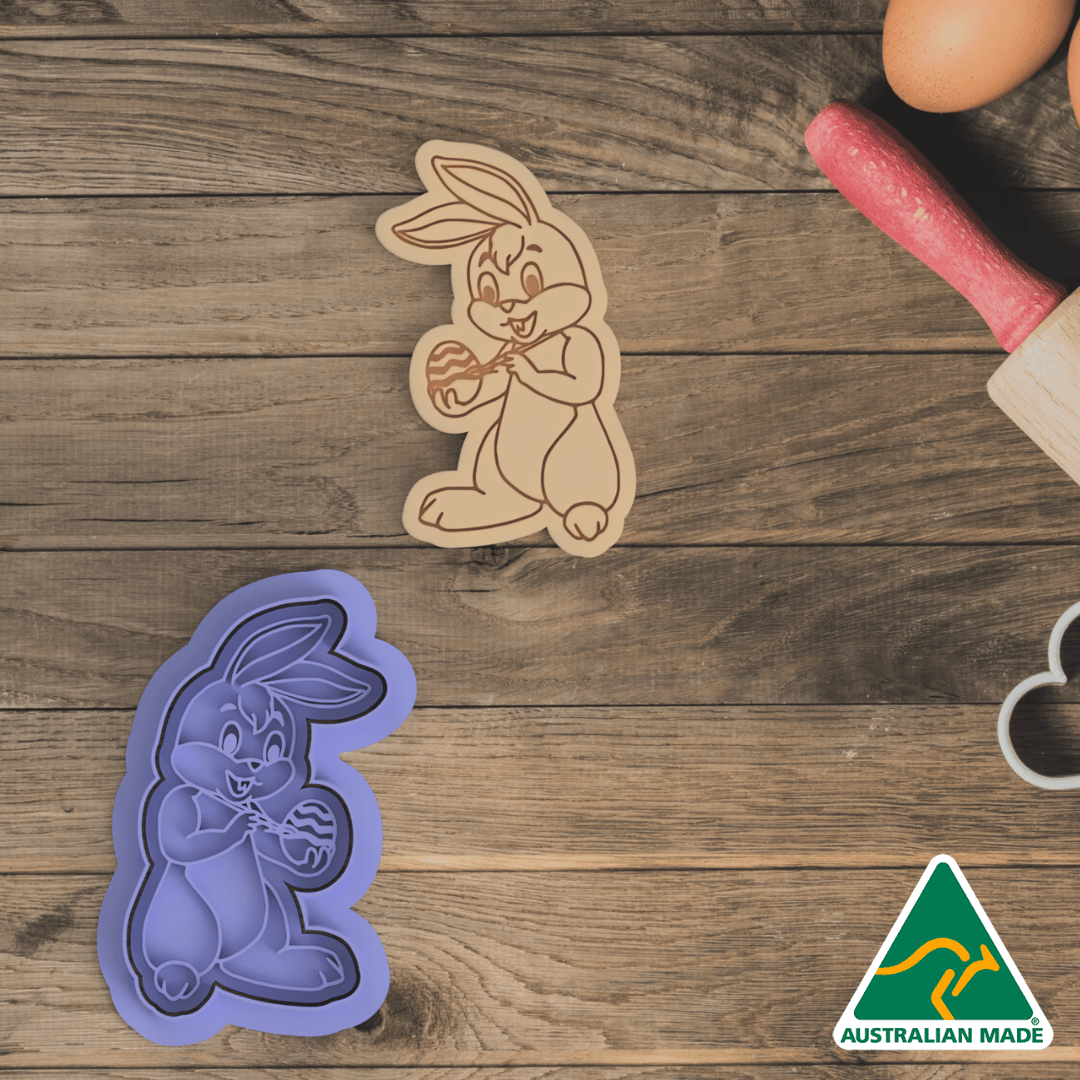 Bunny Painting Egg Cookie Cutter And Embosser Stamp