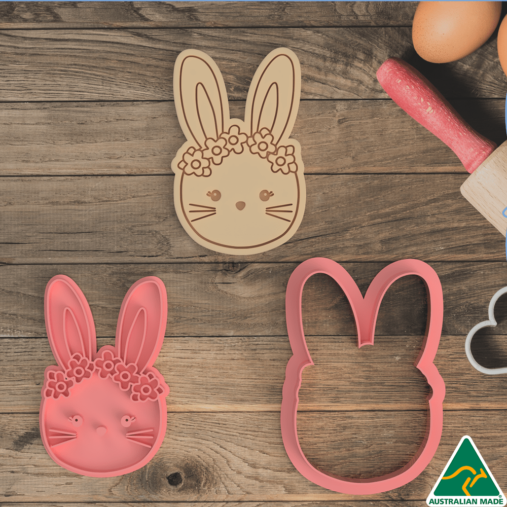 Bunny with Flowers Cookie Cutter and Embosser Stamp