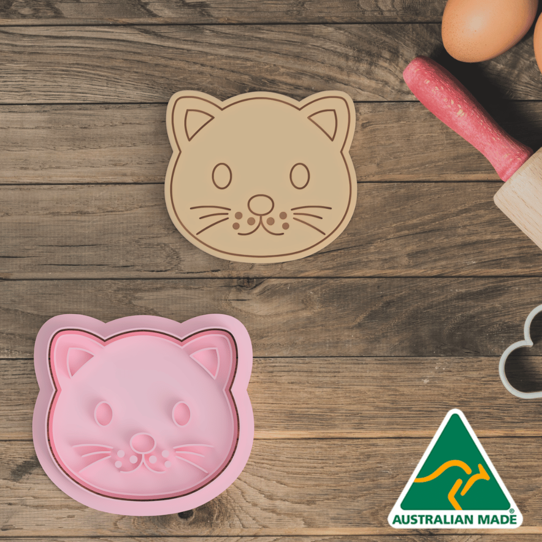 Cat Face Cookie Cutter and Embosser Stamp