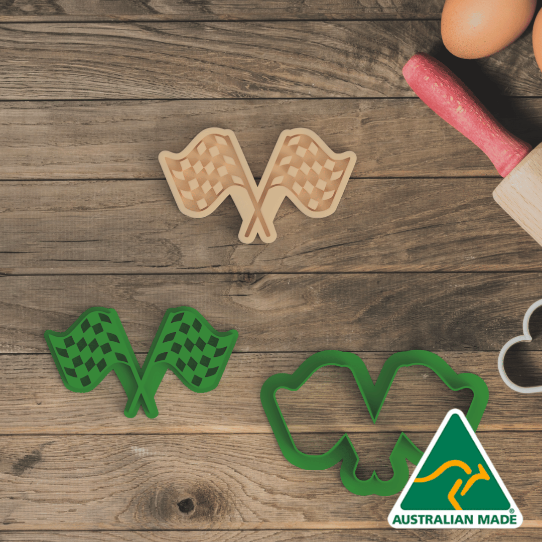 Checkered Flags Cookie Cutter and Embosser Stamp