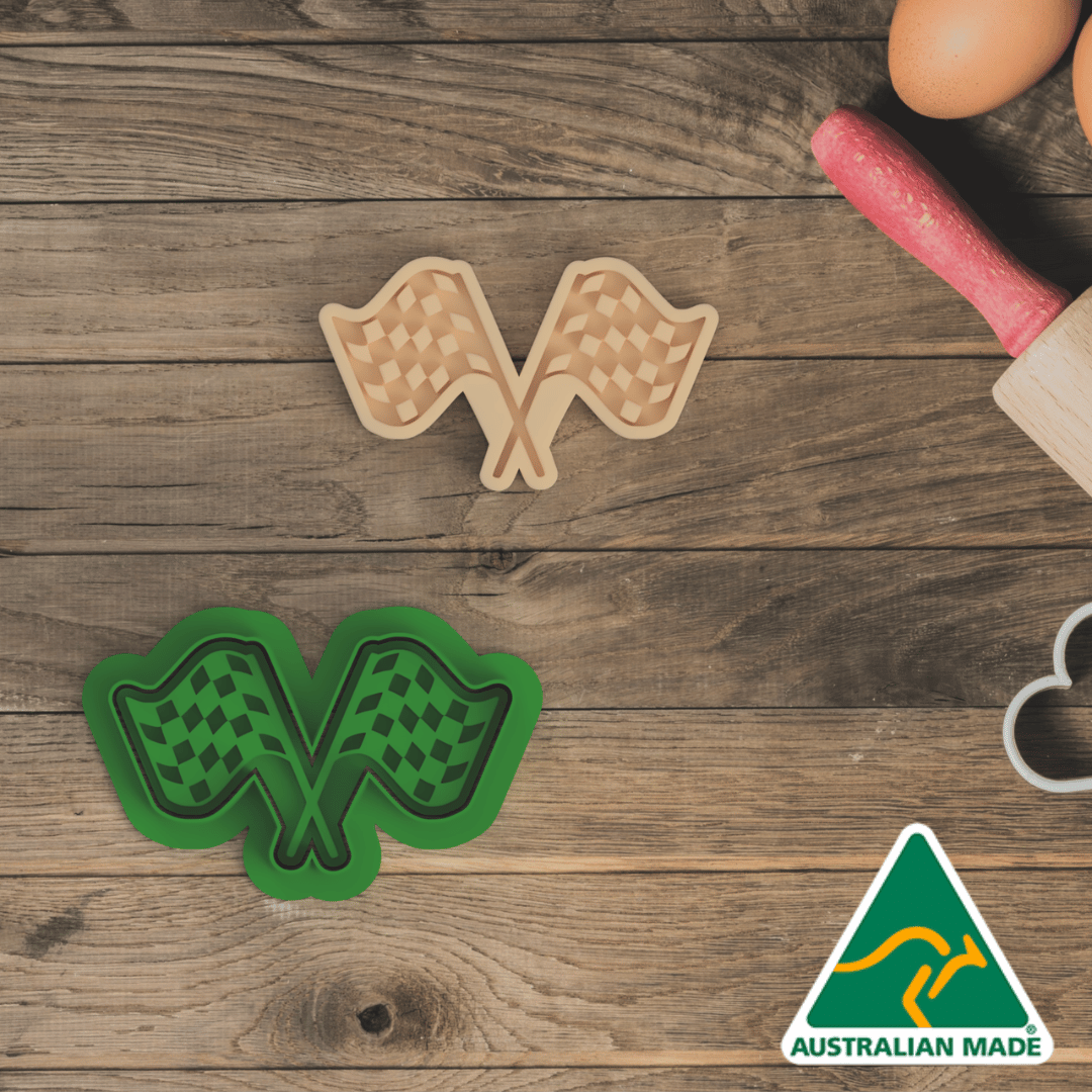 Checkered Flags Cookie Cutter and Embosser Stamp