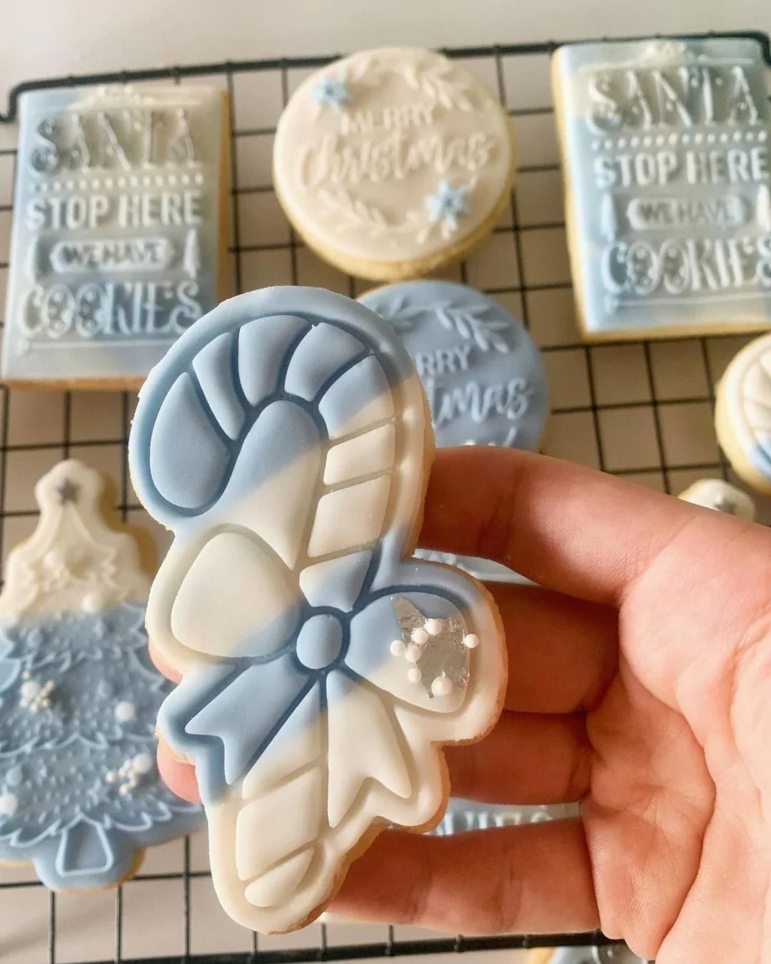 Christmas Candy Cane Cookie Cutter and Embosser Stamp