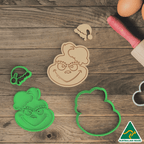 Christmas Grinch with Bonus Santa hat Cookie Cutter and Embosser Stamp