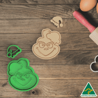 Christmas Grinch with Bonus Santa hat Cookie Cutter and Embosser Stamp