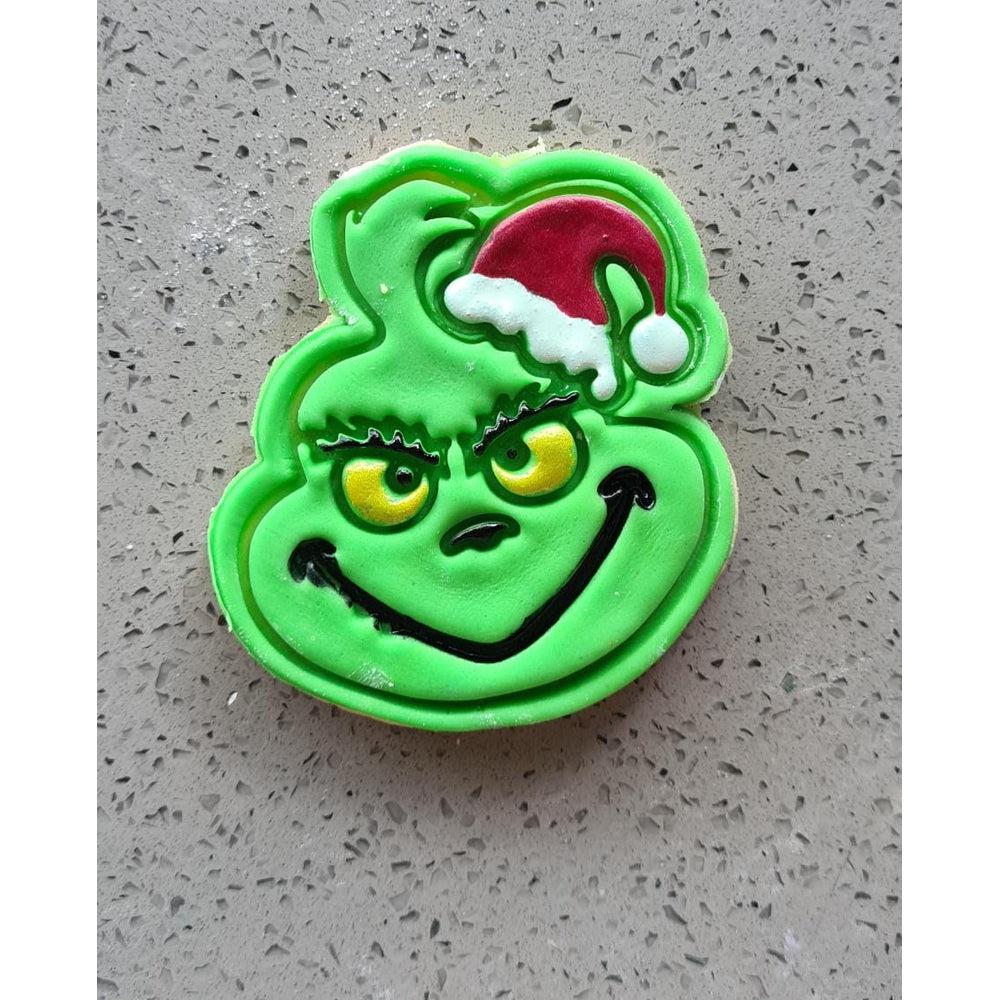 Christmas Grinch with Bonus Santa hat Cookie Cutter and Embosser Stamp