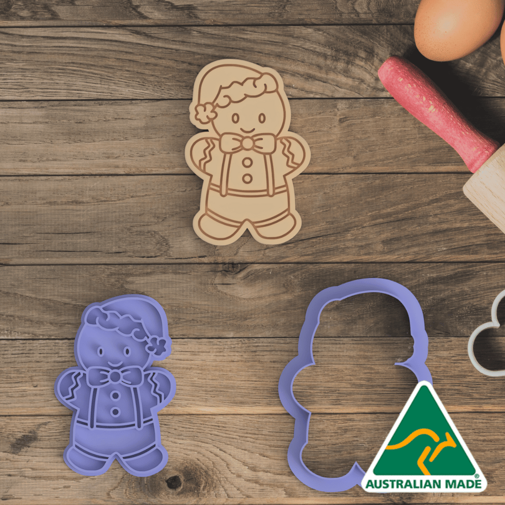 Cute Gingerbread Boy Cookie Cutter and Embosser Stamp