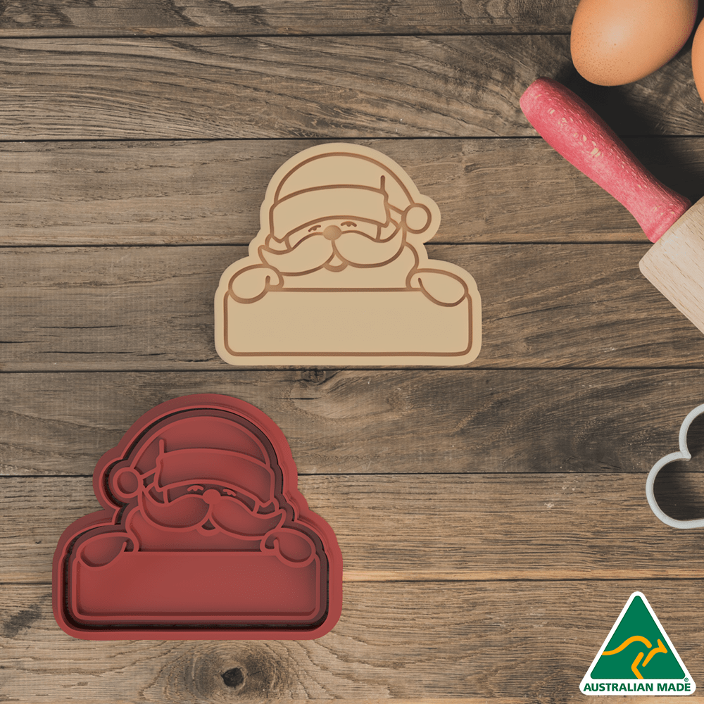 Christmas Santa Name Plate Cookie Cutter and Embosser Stamp