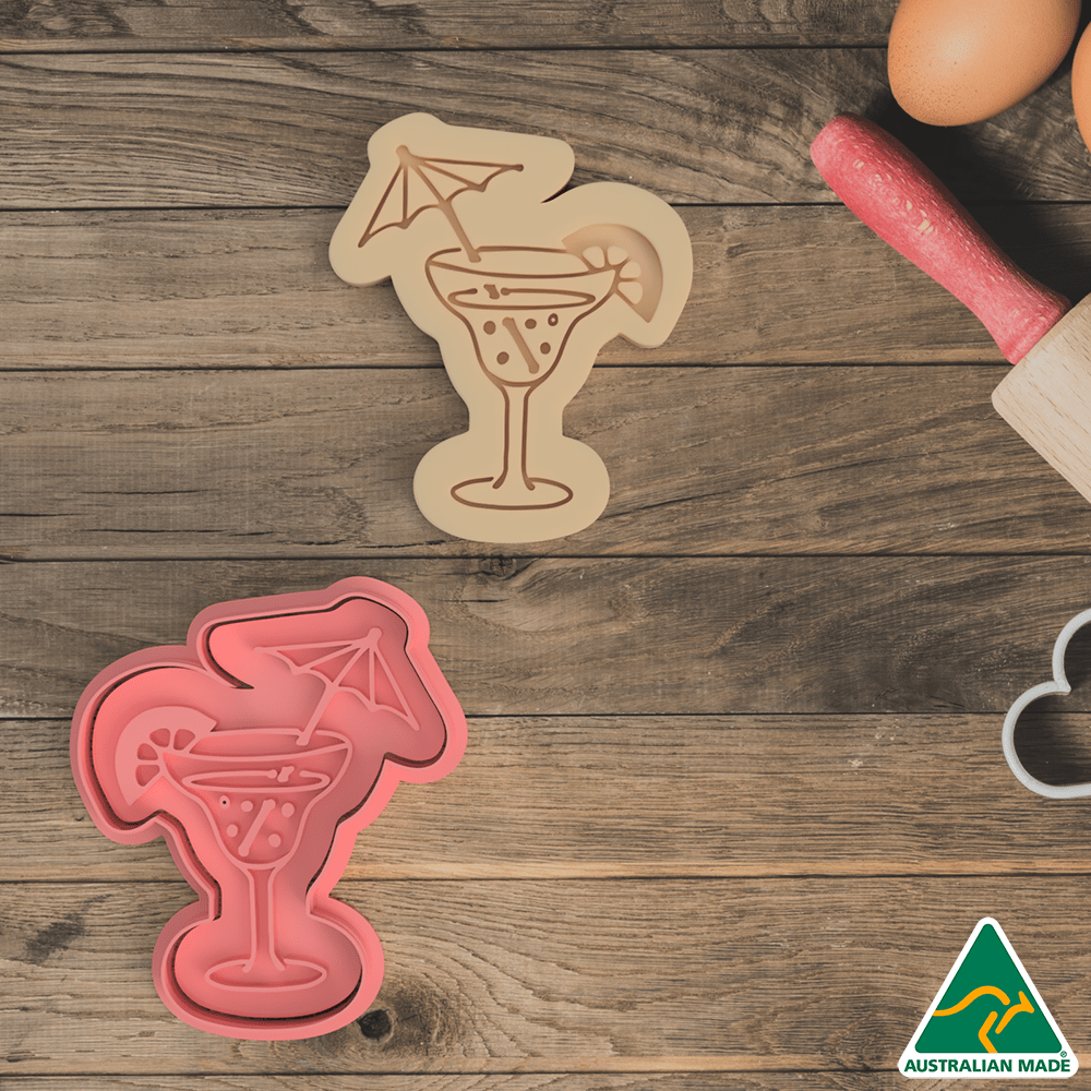 Cocktail with Umbrella Cookie Cutter and Embosser Stamp