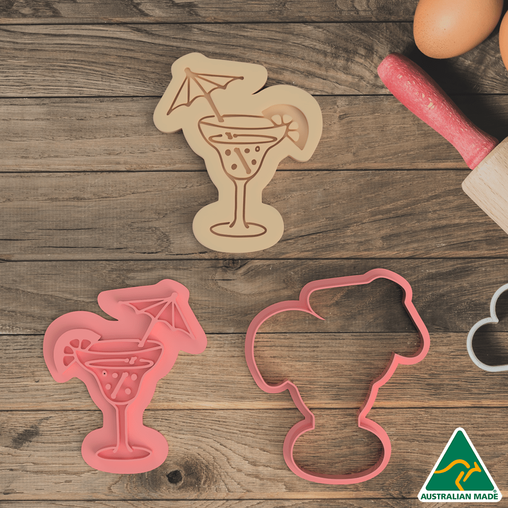 Cocktail with Umbrella Cookie Cutter and Embosser Stamp