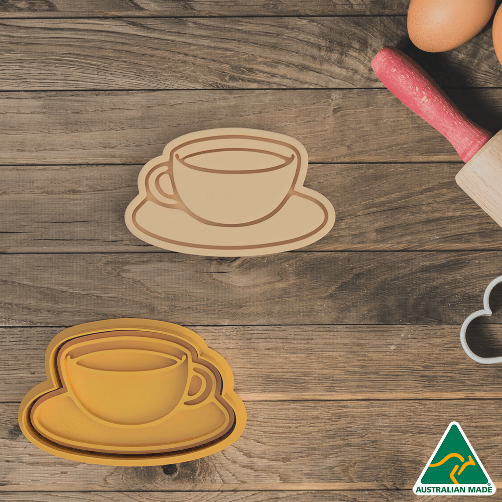 Coffee Cup Cookie Cutter and Embosser Stamp