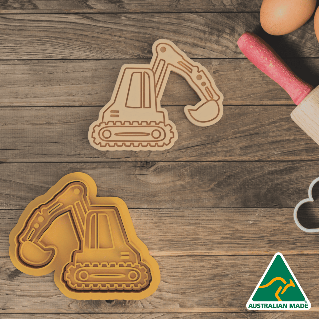 Mini Excavator Cookie Cutter and Embosser Stamp