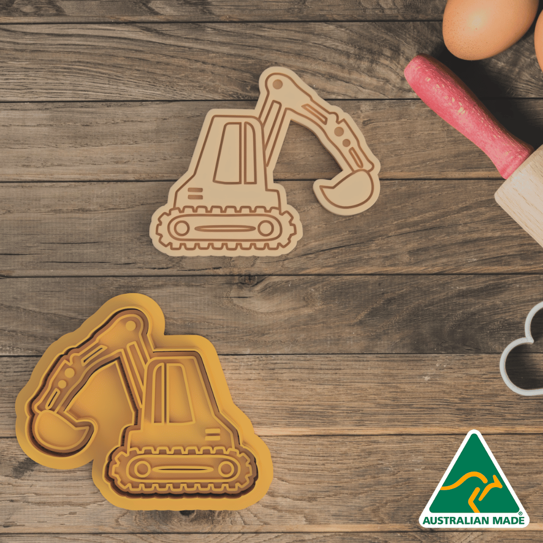 Mini Excavator Cookie Cutter and Embosser Stamp