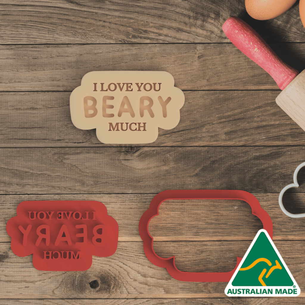 Mini Valentine Phrases Set - I Love You Beary Much Cookie Cutter/Fondant Embosser Stamp