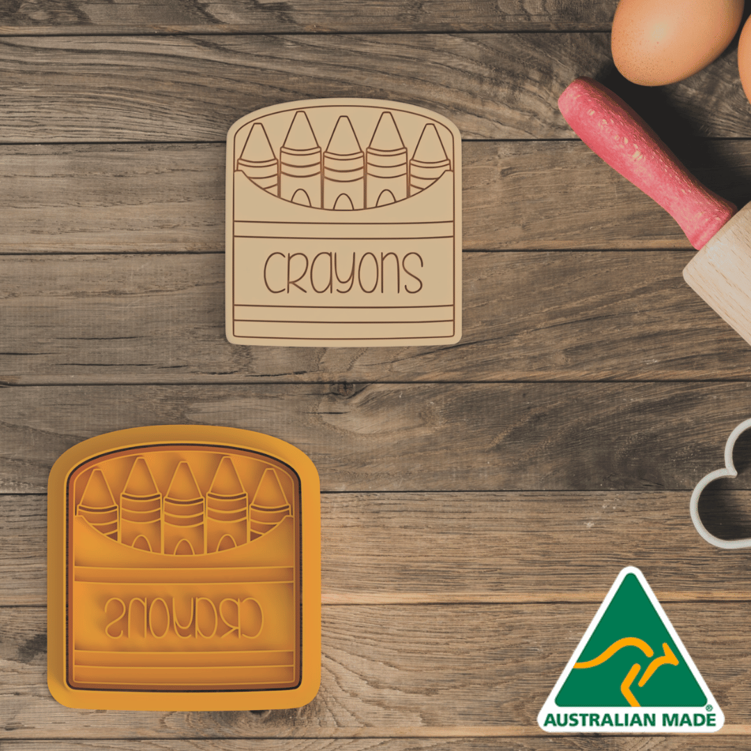 Pack Of Crayons Cookie Cutter and Embosser Stamp