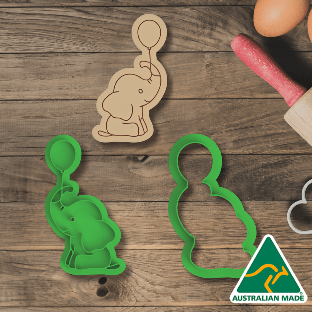 Elephant Holding a Balloon Cookie Cutter and Embosser Stamp
