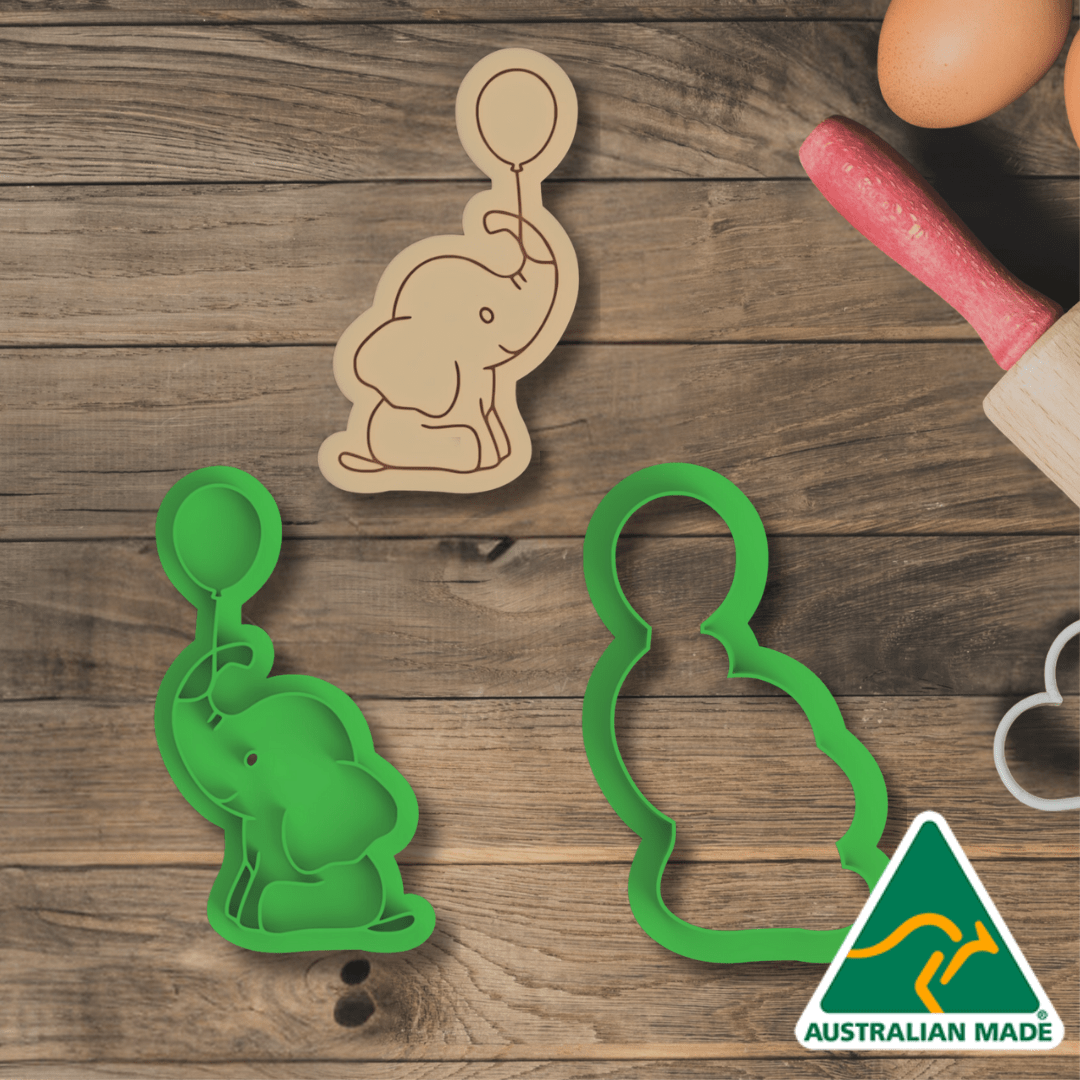 Elephant Holding a Balloon Cookie Cutter and Embosser Stamp
