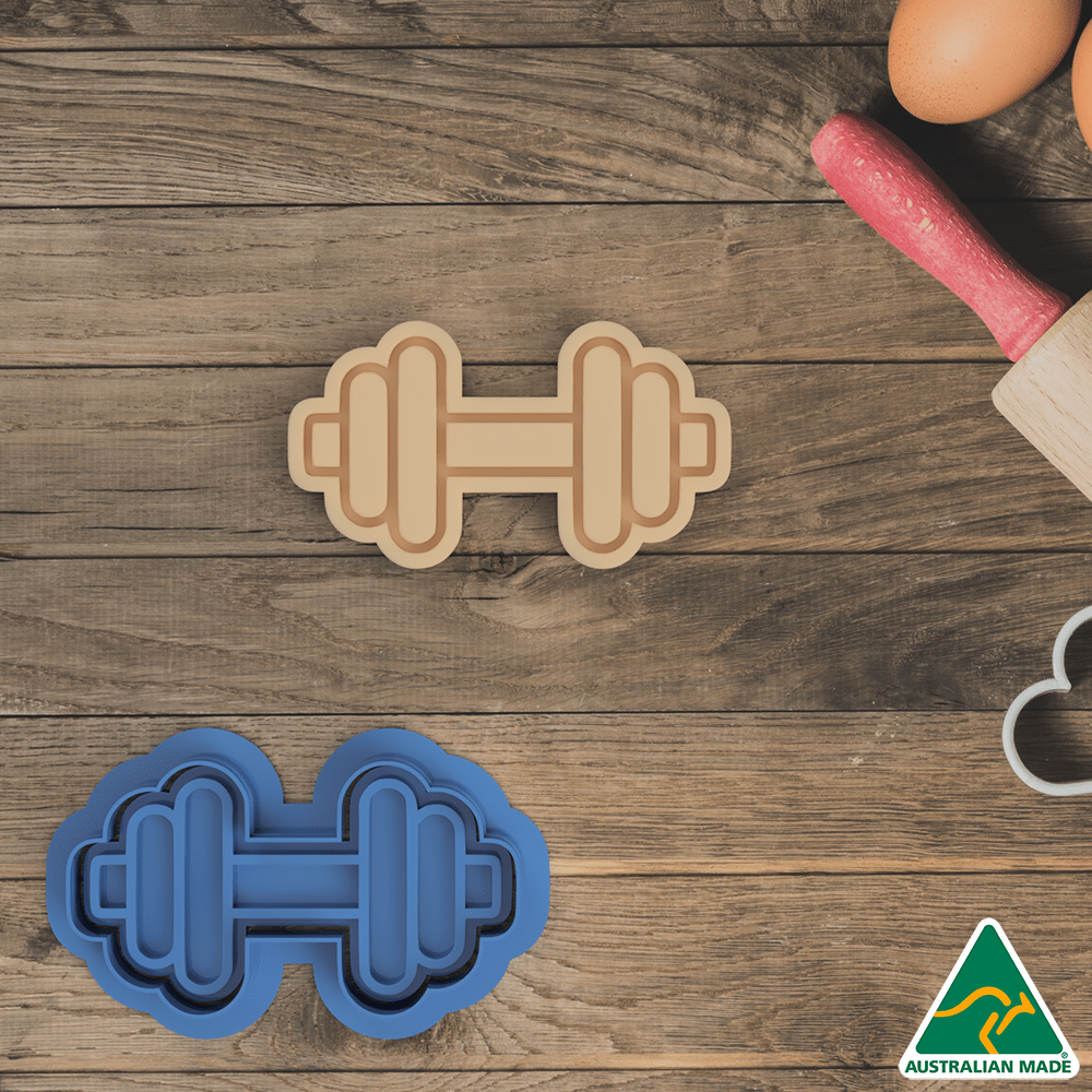 Dumbbell Cookie Cutter and Embosser Stamp