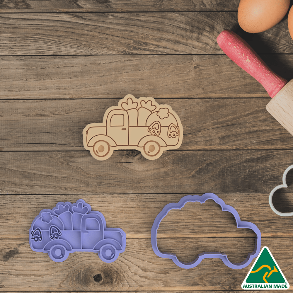 Easter Bunny In A Truck Cookie Cutter And Embosser Stamp