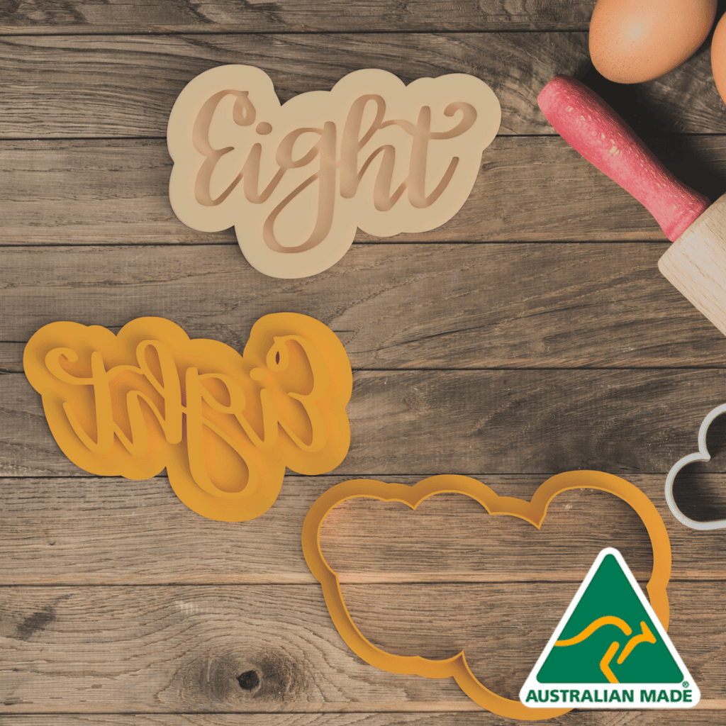 Eight (Written) Cookie Cutter and Embosser Stamp