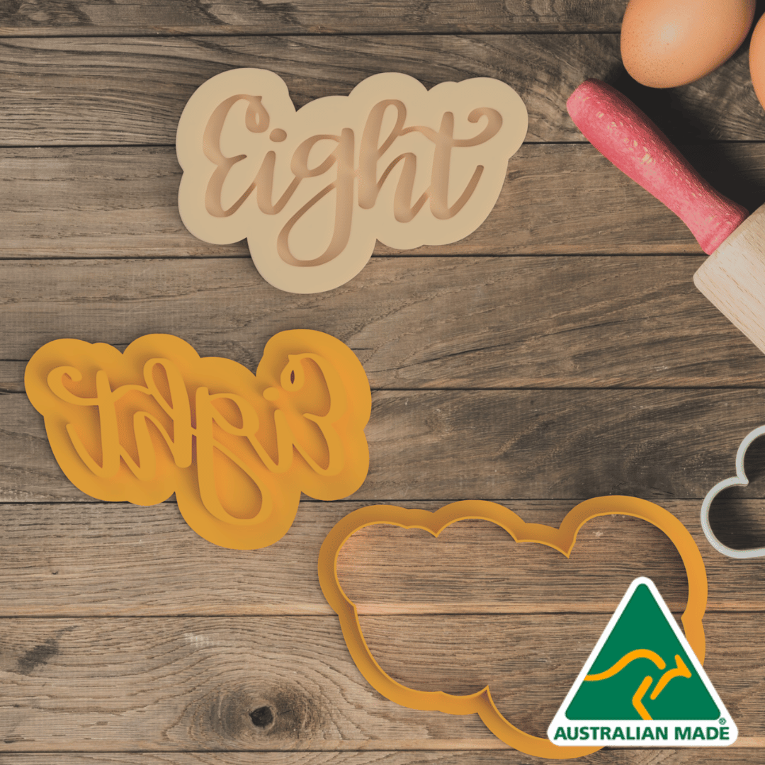 Eight (Written) Cookie Cutter and Embosser Stamp