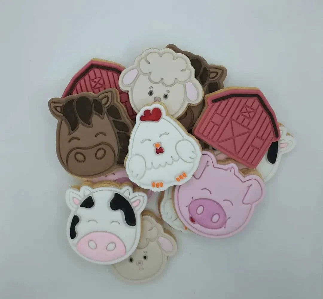 Farm Animals- Set of 7 Cookie Cutter And Embosser Stamp