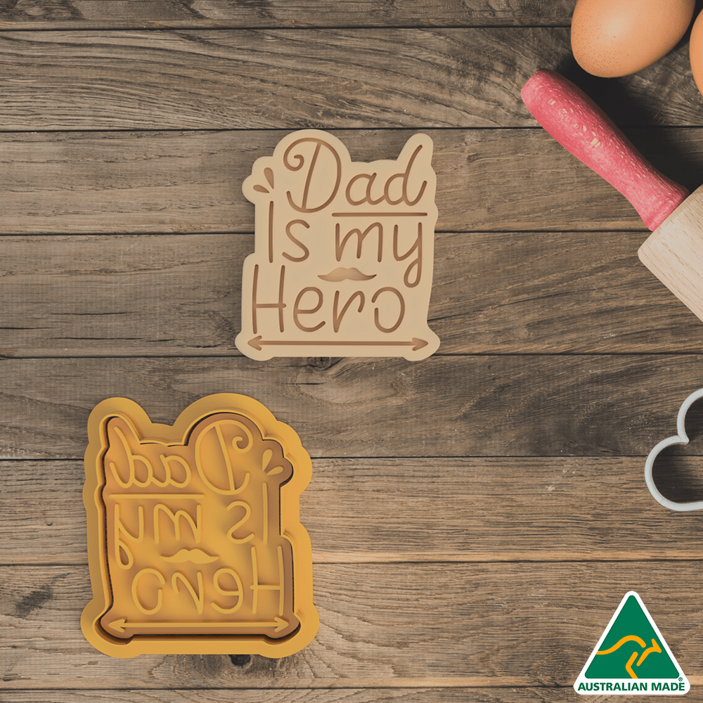 Dad Is My Hero Cookie Cutter and Embosser Stamp
