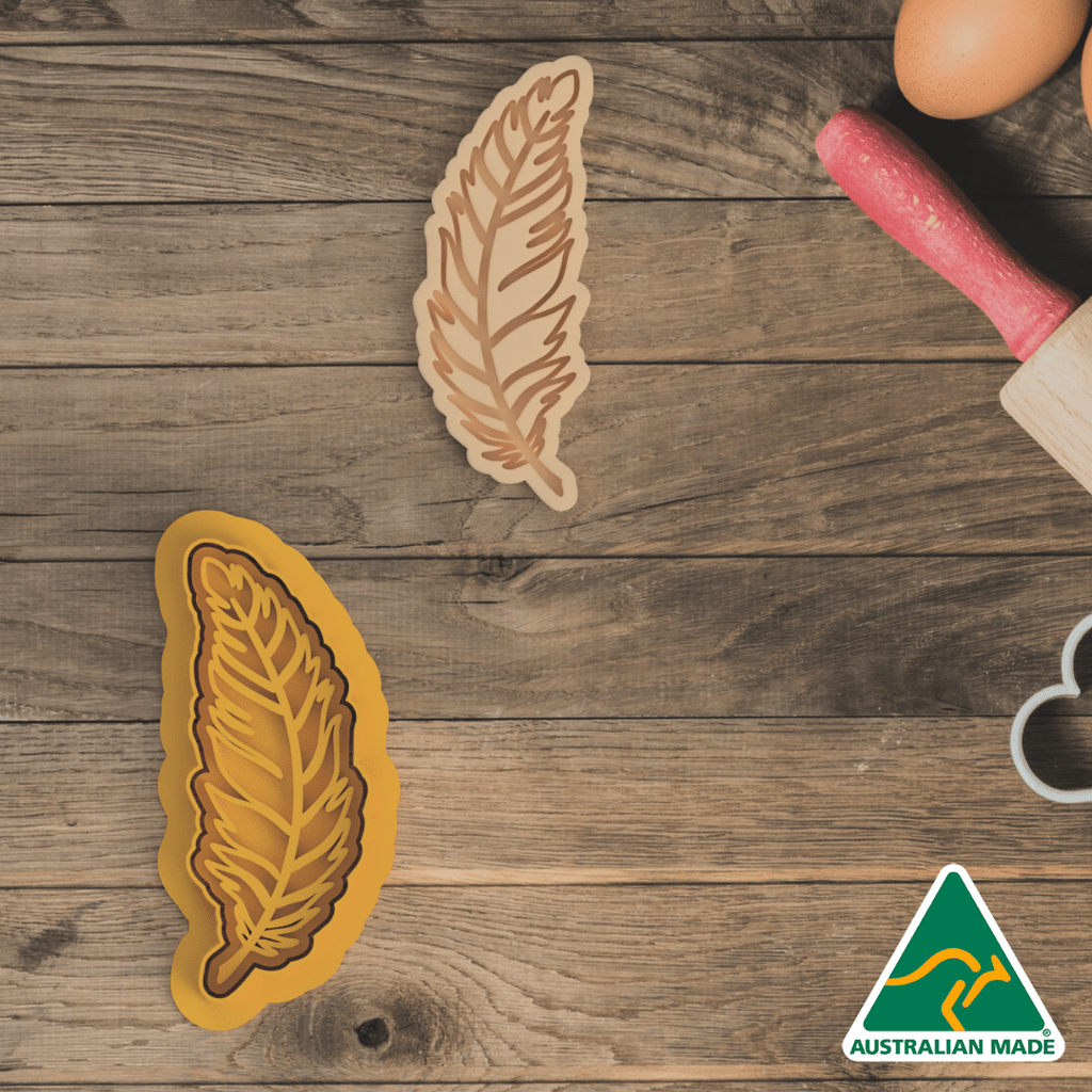 Feather Cookie Cutter and Embosser Stamp