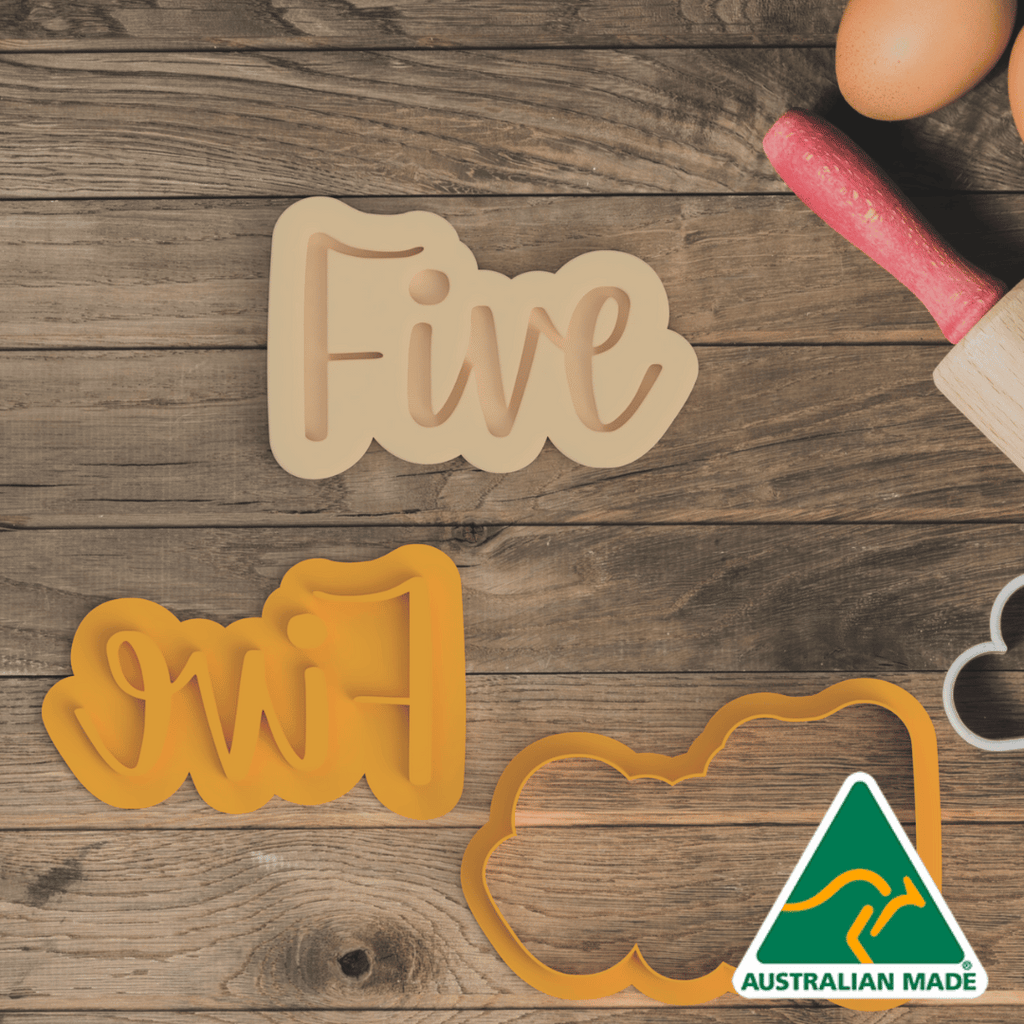 Five (Written) Cookie Cutter and Embosser Stamp