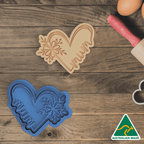 Floral Mum Heart Cookie Cutter and Embosser Stamp